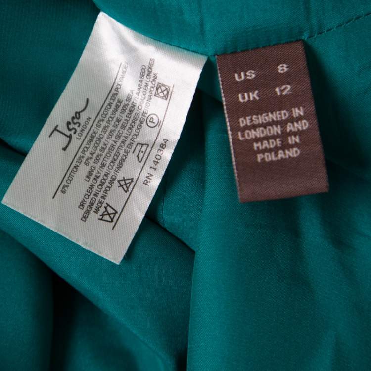 Pre Owned Issa Jade Green Floral Lace Long Sleeve Sheath Dress M