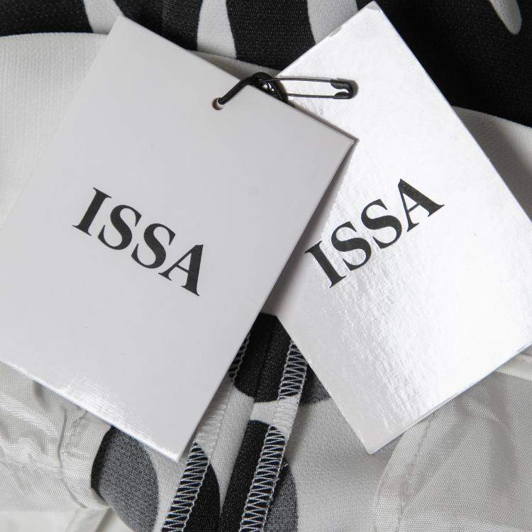 Pre Owned Issa Black and White Squiggle Print Waist Tie Detail Ola Pants S