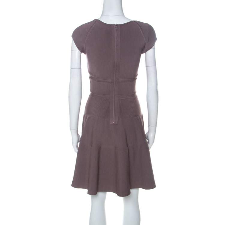 Pre Owned Issa Mocha Brown Ribbed Cap Sleeve Short Dress S