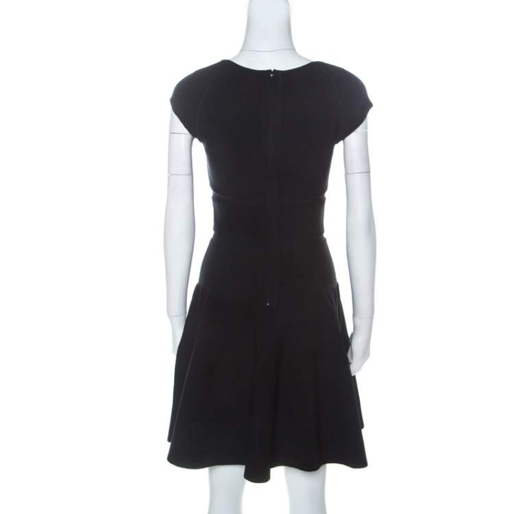 Pre Owned Issa Black Ribbed Cap Sleeve Short Dress S