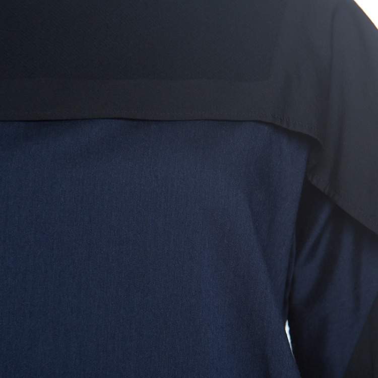 Pre Owned Issey Miyake Bicolor Square Neck Long Sleeve Oversized Fold Wool Top S
