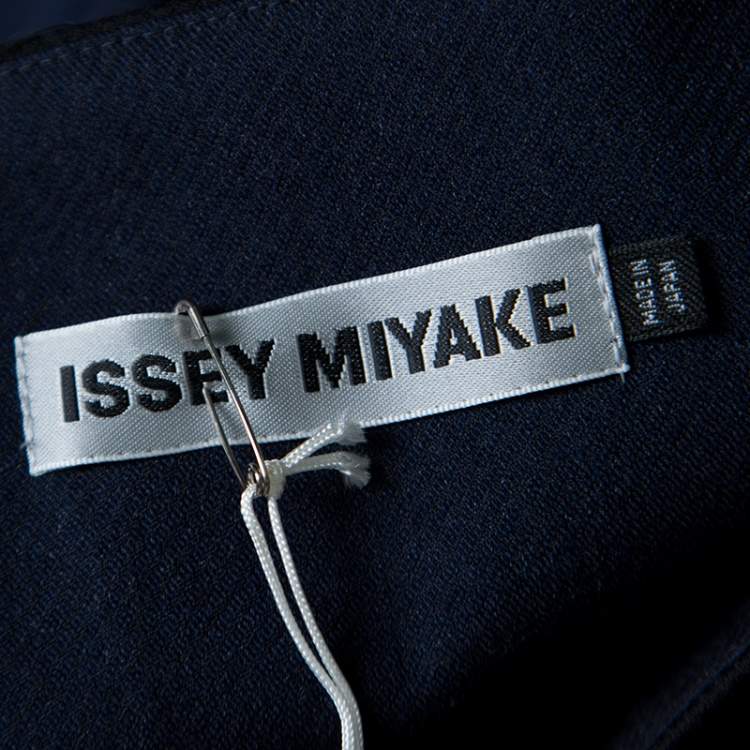 Pre Owned Issey Miyake Bicolor Square Neck Long Sleeve Oversized Fold Wool Top S