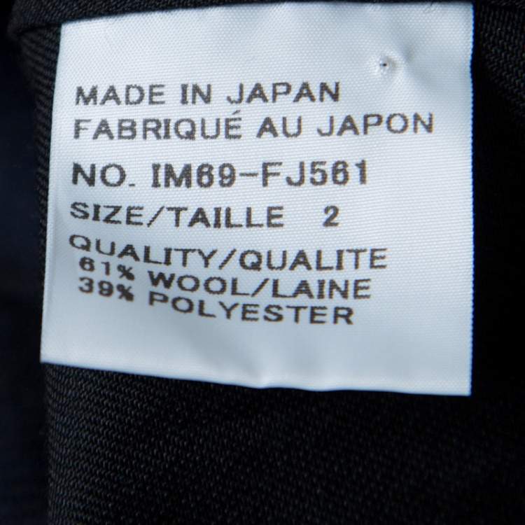 Pre Owned Issey Miyake Bicolor Square Neck Long Sleeve Oversized Fold Wool Top S