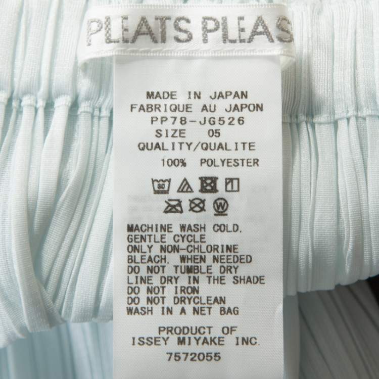 Pre Owned Pleats Please by Issey Miyake Pale Blue Laser Cut Crepe Midi Skirt S