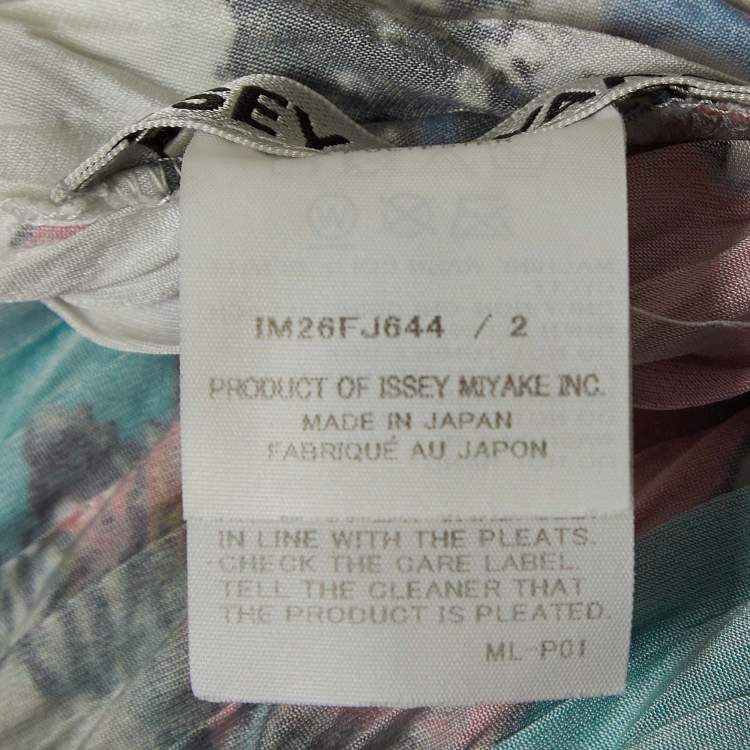 Pre Owned Issey Miyake Multicolor Printed Plisse Sleeveless Top S