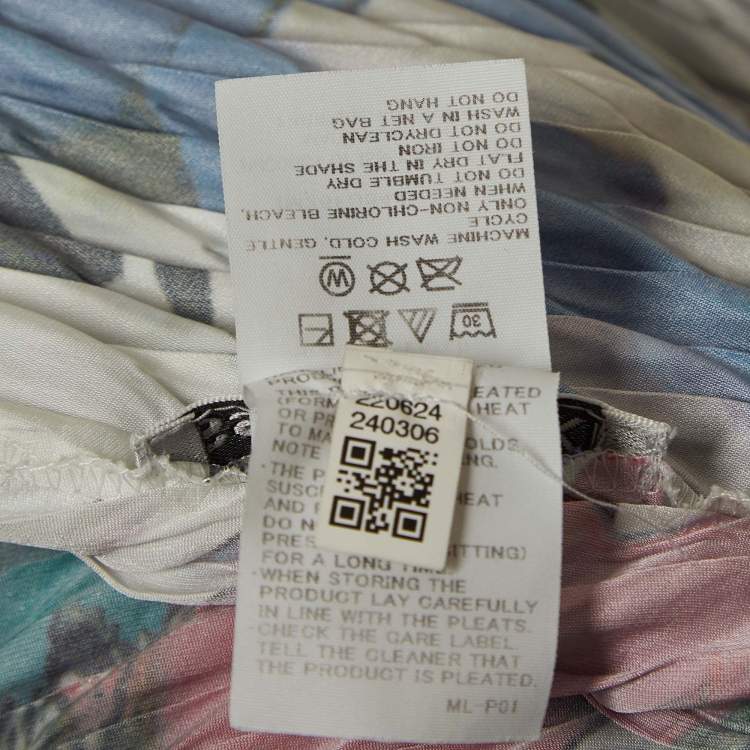Pre Owned Issey Miyake Multicolor Printed Plisse Sleeveless Top S