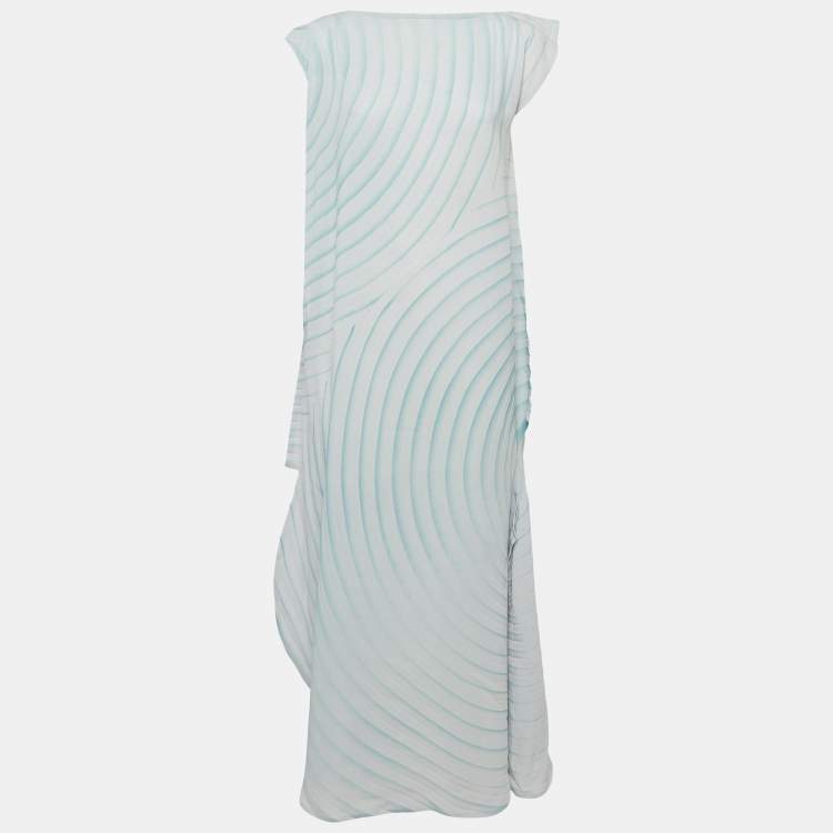 Pre Owned Issey Miyake Light Purple Crepe Silence Pleats Asymmetric Midi Dress S