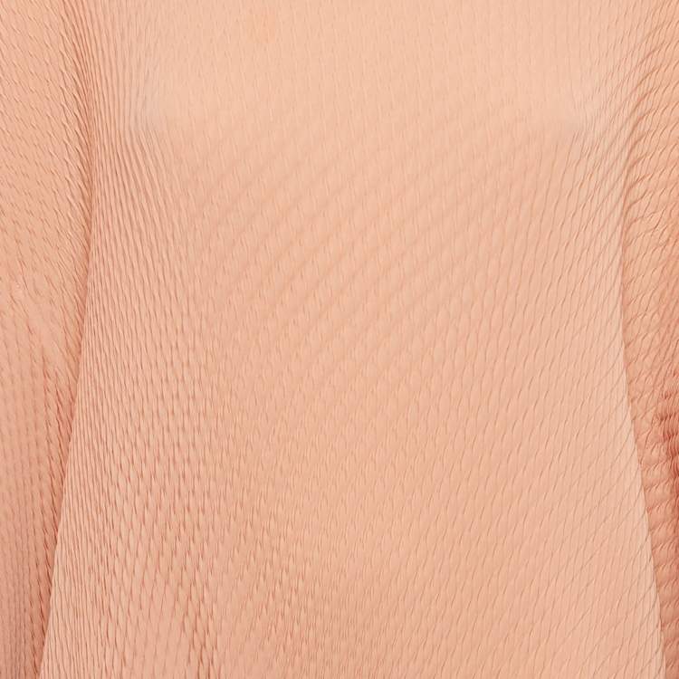 Pre Owned Issey Miyake Pink Plisse Asymmetric Kaftan Dress M