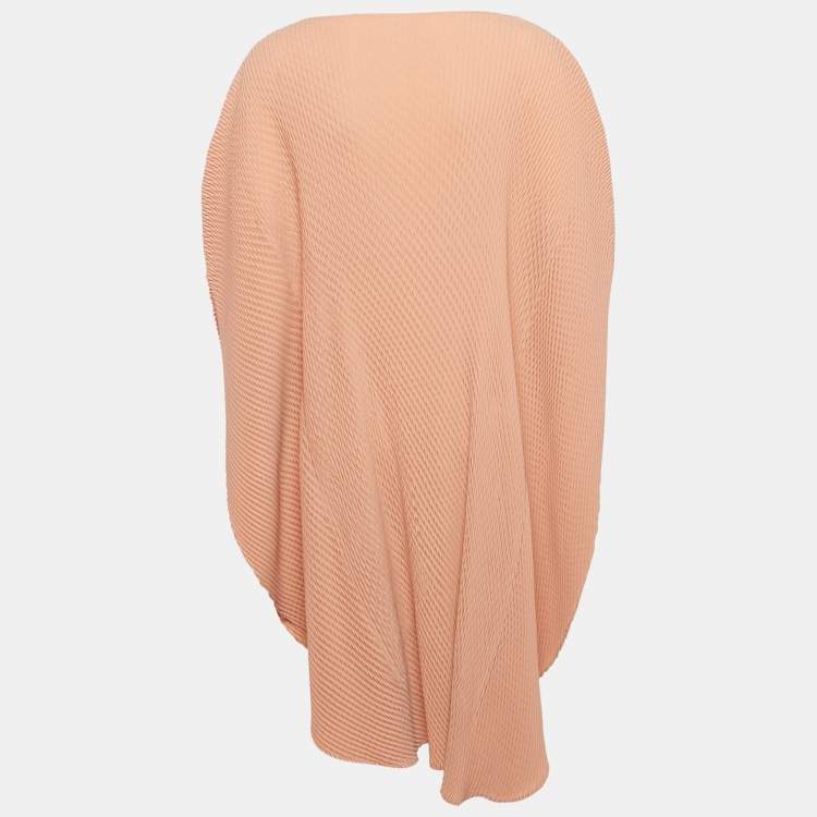 Pre Owned Issey Miyake Pink Plisse Asymmetric Kaftan Dress M
