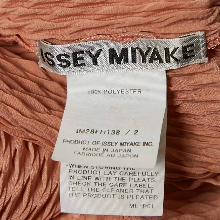 Pre Owned Issey Miyake Pink Plisse Asymmetric Kaftan Dress M