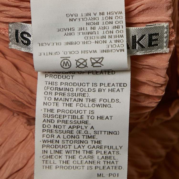 Pre Owned Issey Miyake Pink Plisse Asymmetric Kaftan Dress M