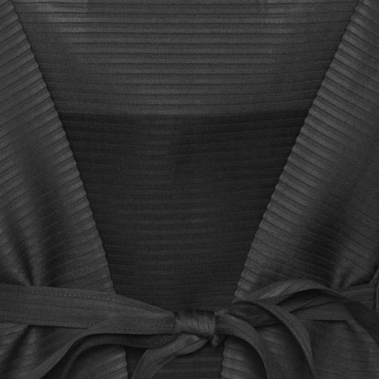 Pre Owned Issey Miyake Black Plisse Top S