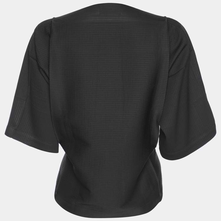 Pre Owned Issey Miyake Black Plisse Top S