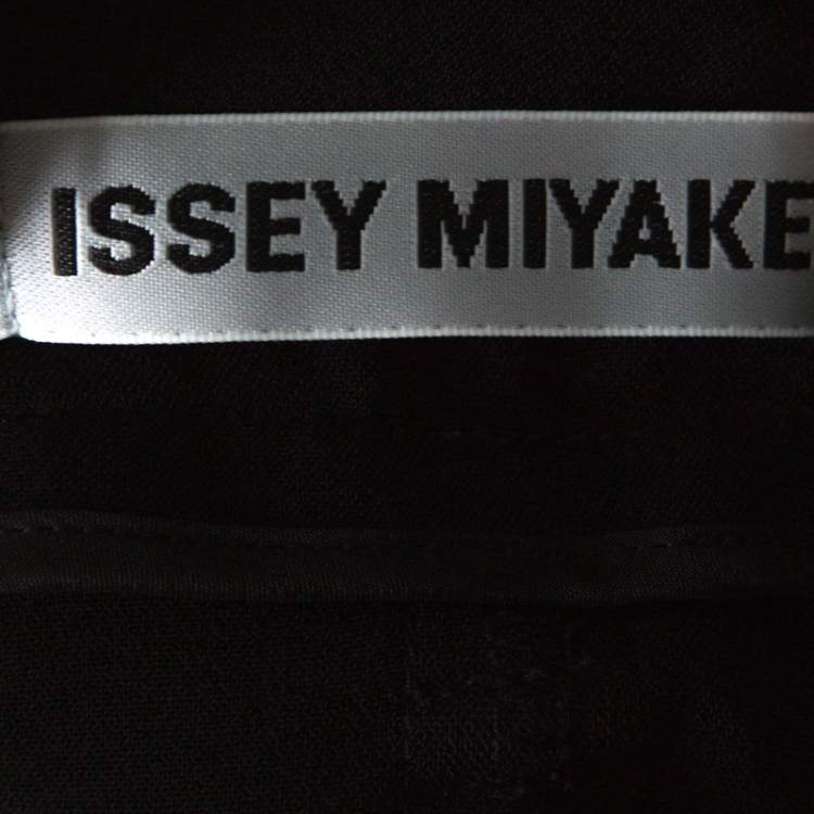 Pre Owned Issey Miyake Black Crepe Elasticized Waist Overlap Detail Pants XS 