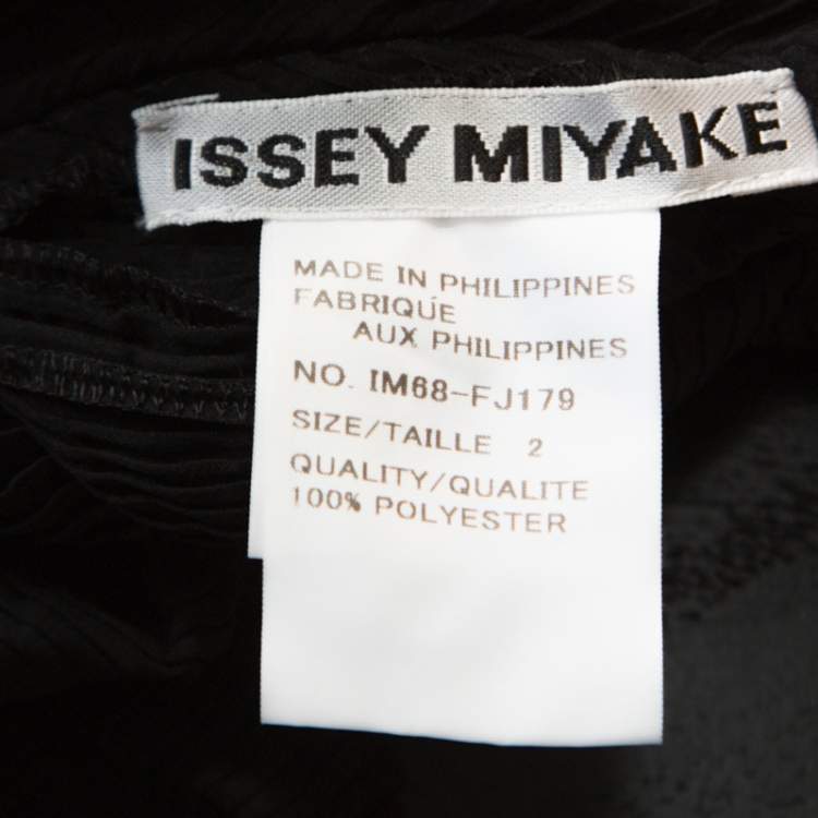 Pre Owned Issey Miyake Black Geometric Plisse Sleeveless Asymmetric Top S