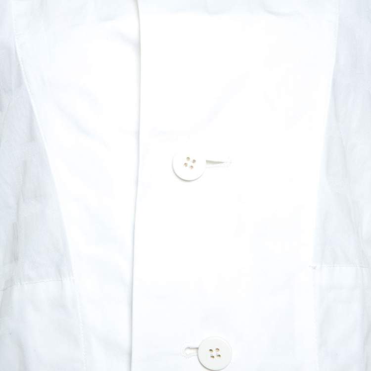 مملوكة مسبقًا Issey Miyake White Textured Cotton Long Sleeve Jacket M