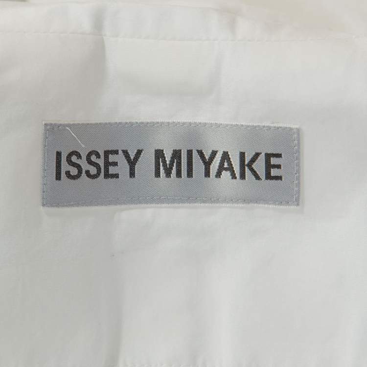 مملوكة مسبقًا Issey Miyake White Textured Cotton Long Sleeve Jacket M