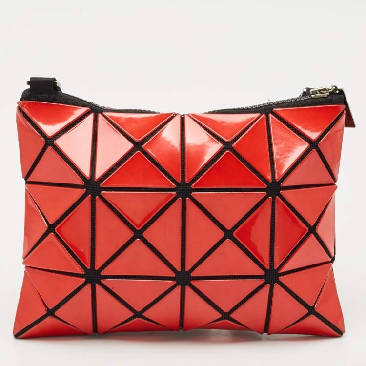 Pre Owned Issey Miyake Red Vinyl Bao Bao Crossbody Bag