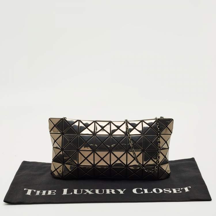 Pre Owned Issey Miyake Grey/Black PVC and Mesh Bao Bao Chain Clutch