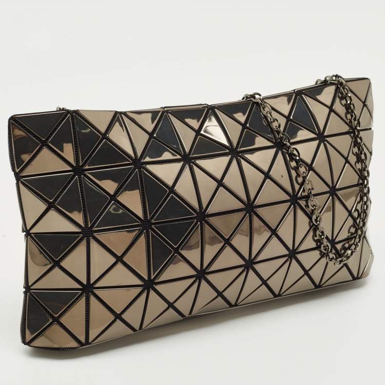Pre Owned Issey Miyake Grey/Black PVC and Mesh Bao Bao Chain Clutch