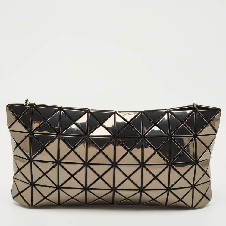 Pre Owned Issey Miyake Grey/Black PVC and Mesh Bao Bao Chain Clutch