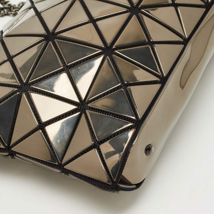 Pre Owned Issey Miyake Grey/Black PVC and Mesh Bao Bao Chain Clutch