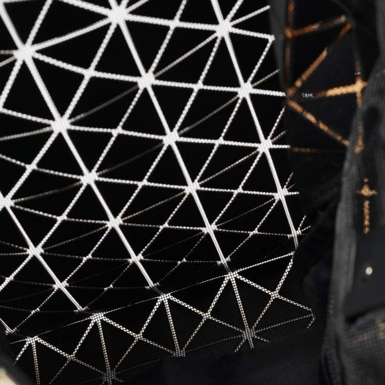 Pre Owned Issey Miyake Gold/Black PVC and Mesh Bao Bao Tote