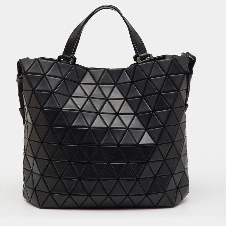 Pre Owned Issey Miyake Black Synthetic Leather and Fabric Prism Bao Bao Tote