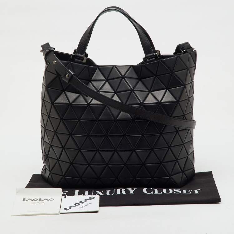 Pre Owned Issey Miyake Black Synthetic Leather and Fabric Prism Bao Bao Tote