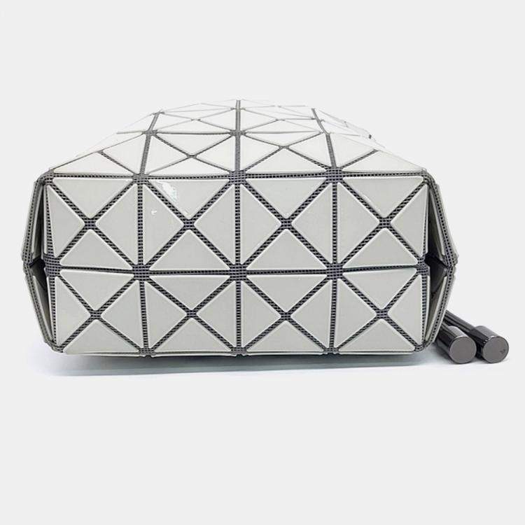 Pre Owned Issey Miyake Grey White Nylon and Polyester Bao Bao Bucket Bag