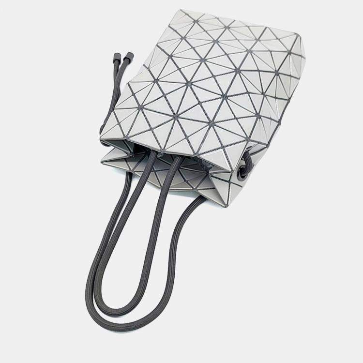 Pre Owned Issey Miyake Grey White Nylon and Polyester Bao Bao Bucket Bag