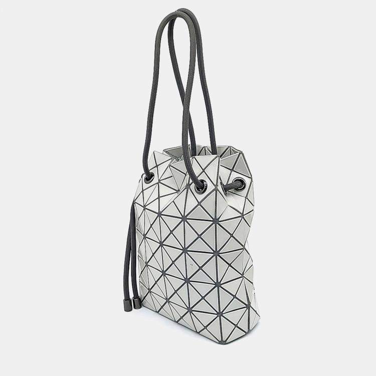 Pre Owned Issey Miyake Grey White Nylon and Polyester Bao Bao Bucket Bag