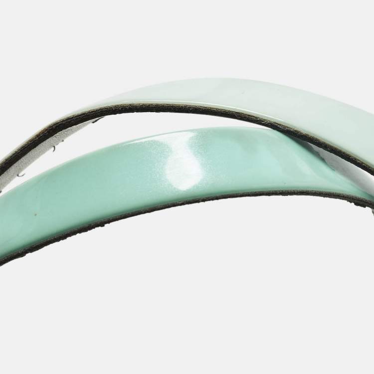 Pre Owned Issey Miyake Bao Bao Turquoise PVC and Mesh Nylon Tote