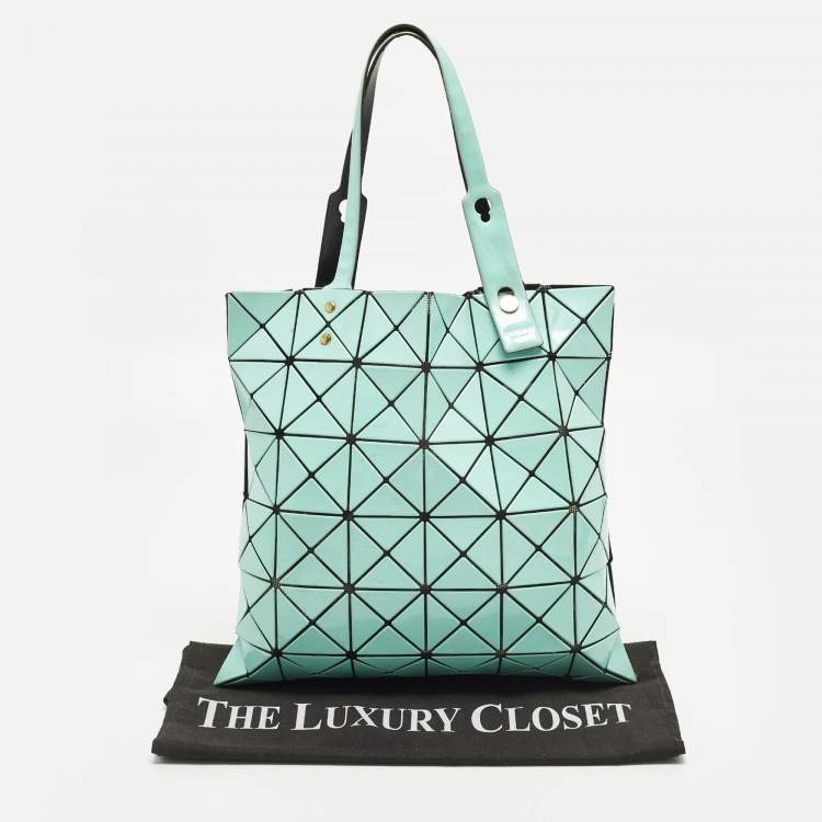 Pre Owned Issey Miyake Bao Bao Turquoise PVC and Mesh Nylon Tote