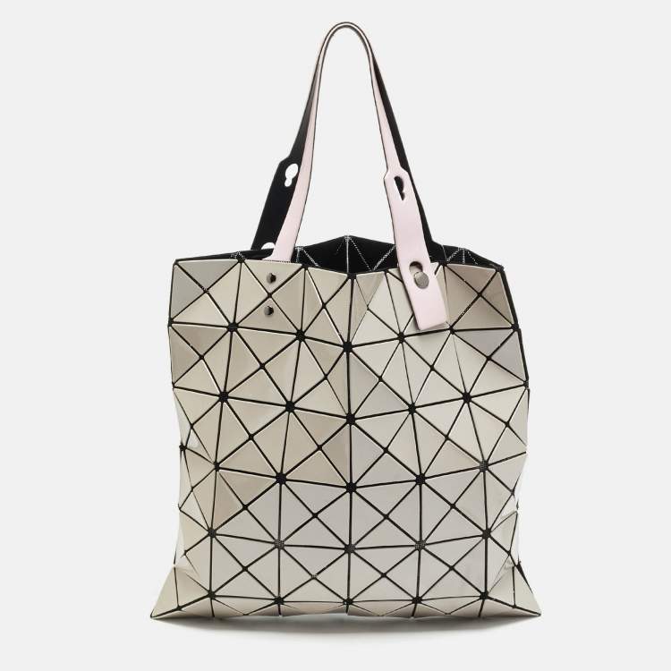 Pre Owned Issey Miyake Bao Bao Beige/Pink PVC and Mesh Nylon Tote