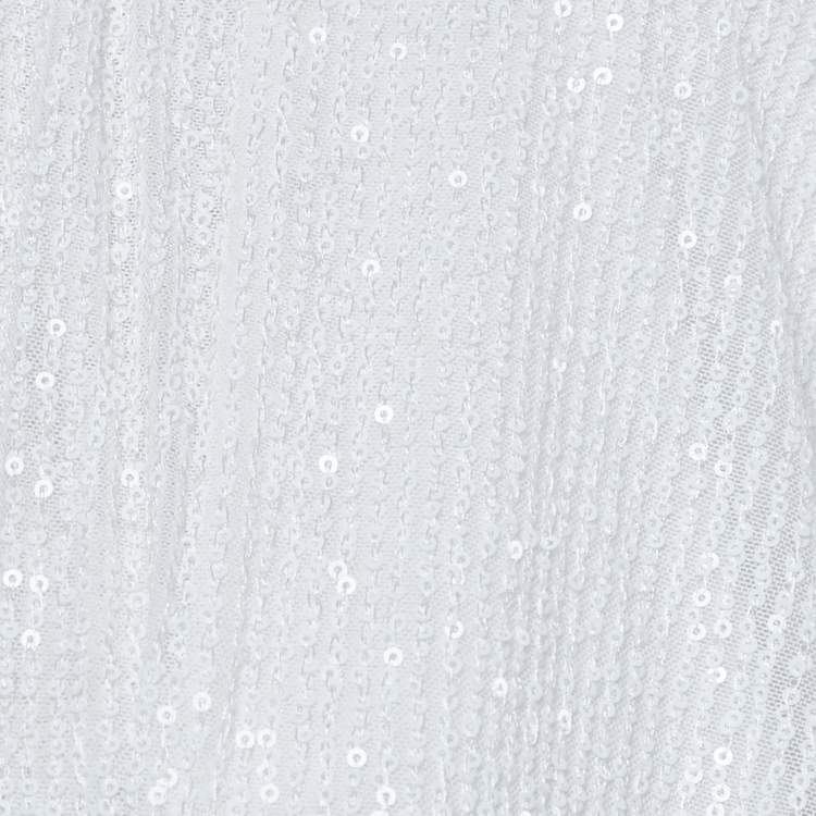 Pre Owned ITMFL White Sequin Plunge Neck Bodysuit XS