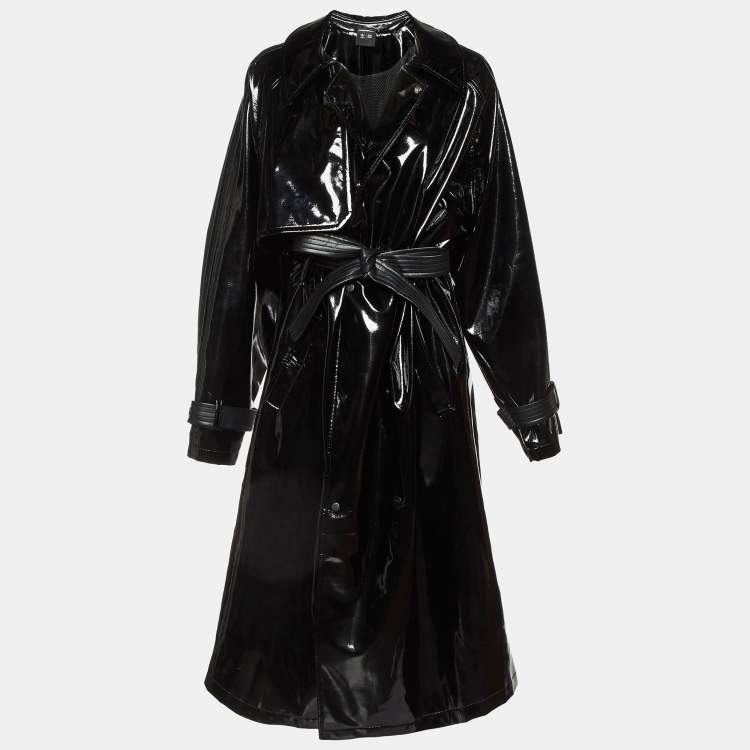 Pre Owned Ivy Park x Adidas Black Latex Trench Coat L
