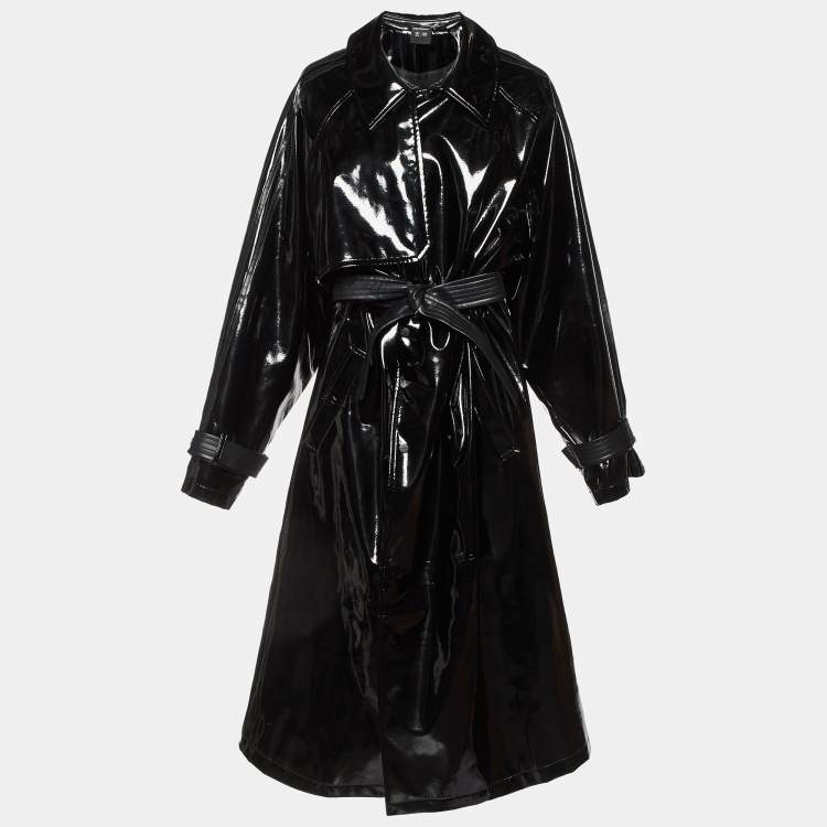 Pre Owned Ivy Park x Adidas Black Latex Trench Coat L