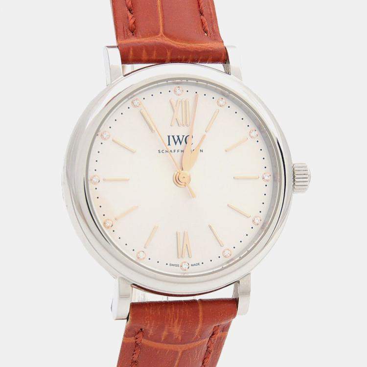 مملوكة مسبقًا IWC Portofino Diamond IW357403 Automatic Stainless Steel Womens Wristwatch 34 mm