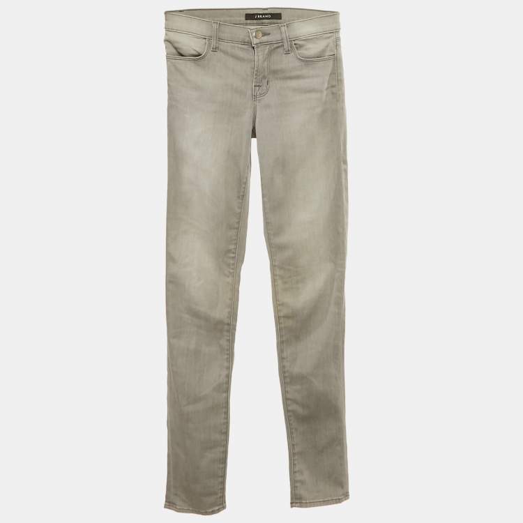 Pre Owned J Brand Grey Washed Denim Super Skinny Fit Jeans S Waist 25"
