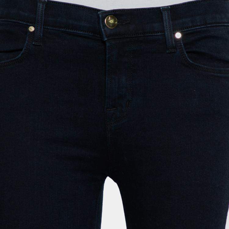 Pre Owned J Brand Navy Blue Denim Cropped Skinny Distressed Blue Mercy Jeans M