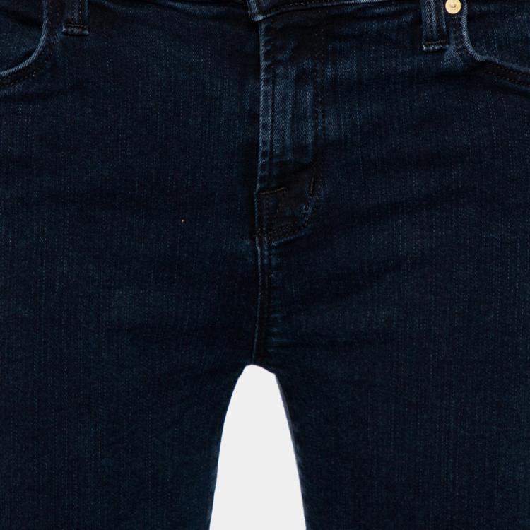 Pre Owned J Brand Navy Blue Denim Cropped Skinny Distressed Blue Mercy Jeans M