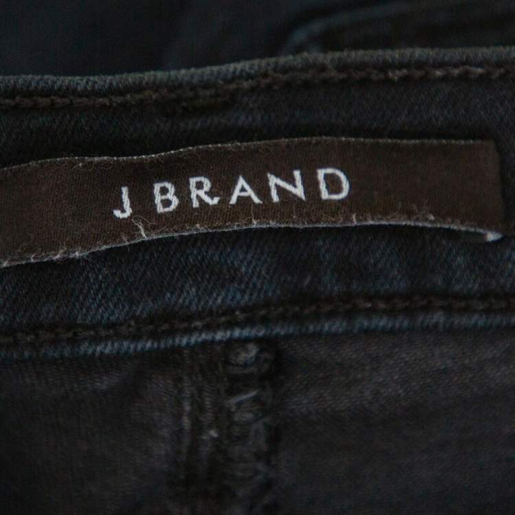 Pre Owned J Brand Navy Blue Denim Super Skinny Distressed Blackout Jeans M