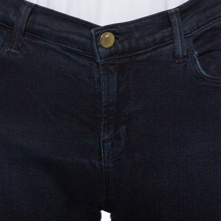 Pre Owned J Brand Navy Blue Denim Super Skinny Distressed Blackout Jeans M