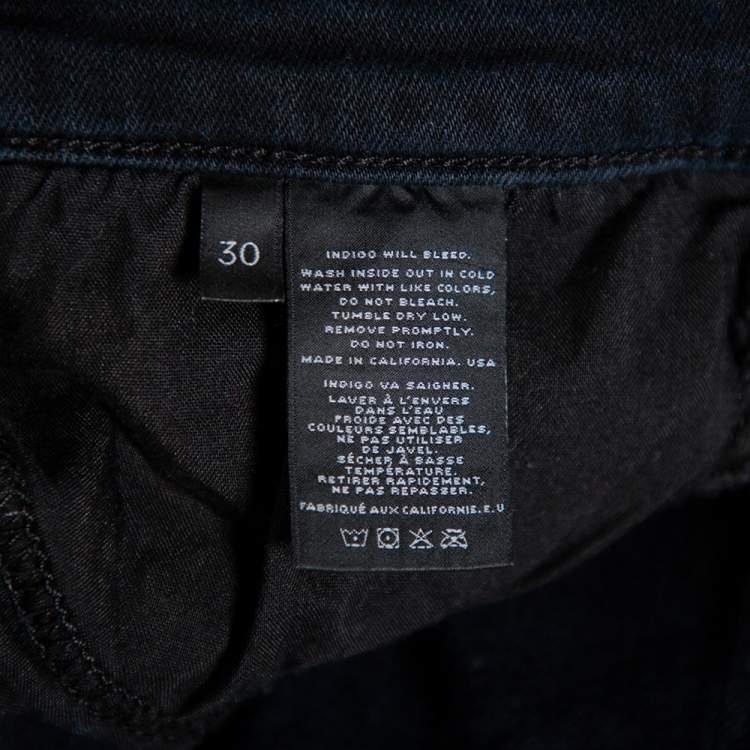 Pre Owned J Brand Navy Blue Denim Super Skinny Distressed Blackout Jeans M