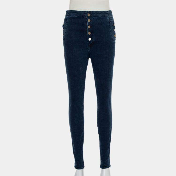 Pre Owned J Brand Navy Blue Denim High Waist Skinny Natasha Jeans M