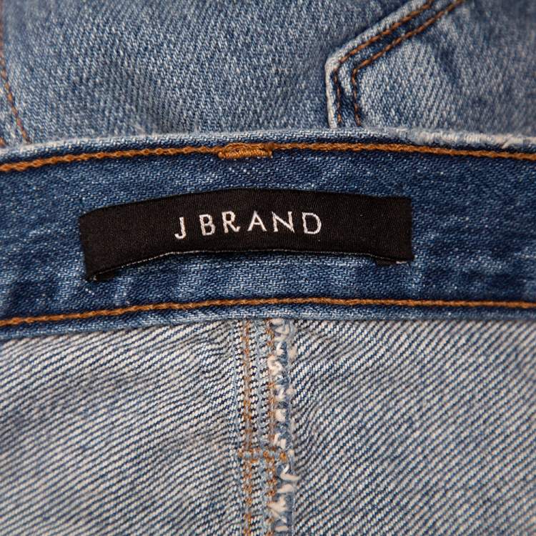 Pre Owned J Brand Blue Denim Slit Detail Distressed Trystan Maxi Skirt M