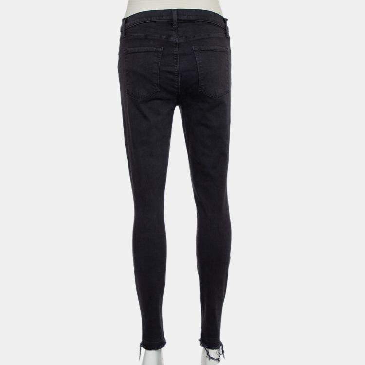 Pre Owned J Brand Demen Black Denim Distressed Skinny Alana Jeans M