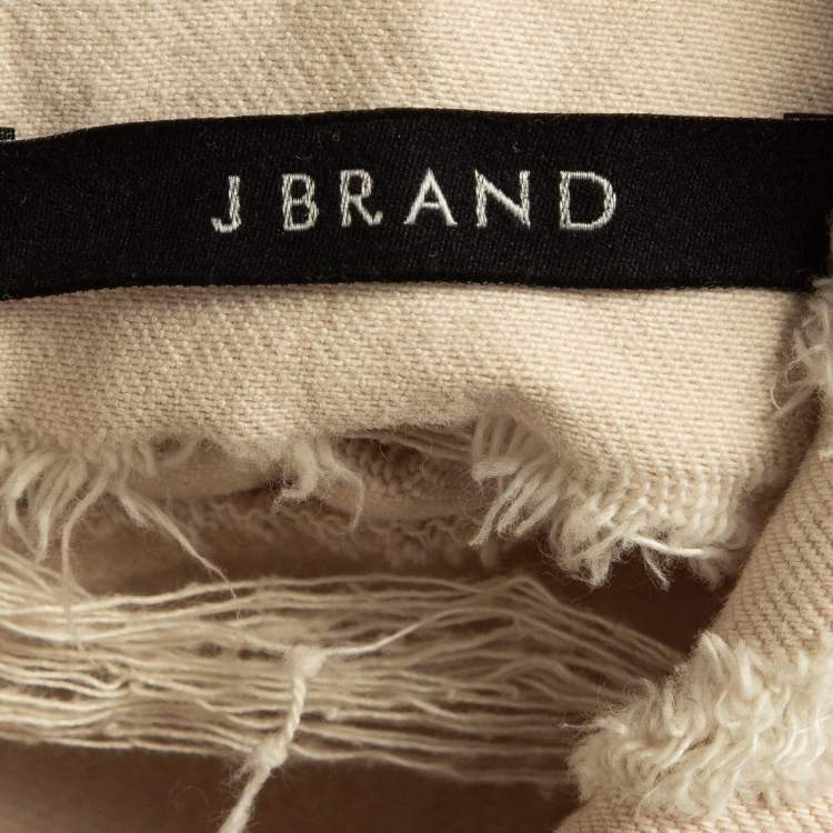 Pre Owned J Brand Cream Distressed & Ripped  Denim Buttoned Jacket L