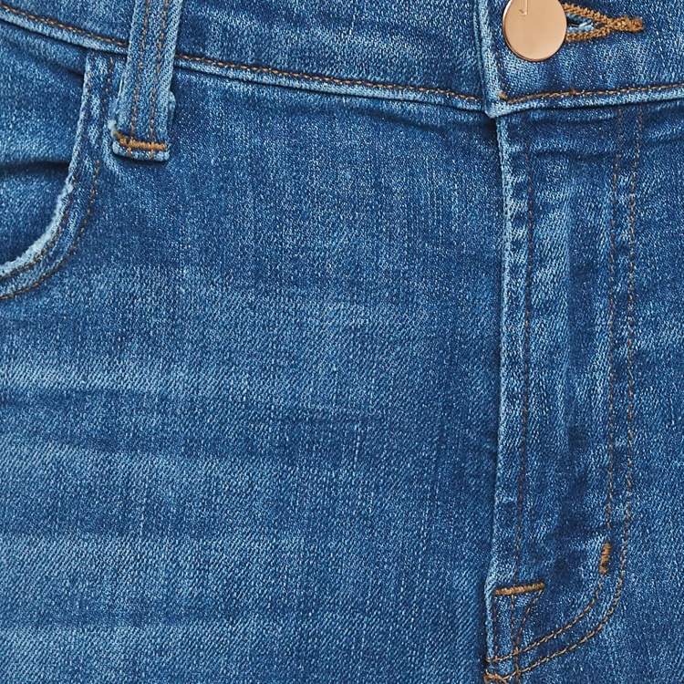 Pre Owned J Brand Blue Washed Denim High Rise Crop Jeans M Waist 29"